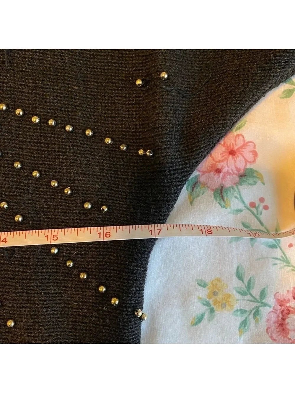 Western Connection - ladies black beaded small sweater. Ramie and Cotton